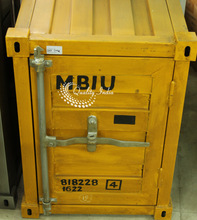 Metallic industrial container style cabinet furniture