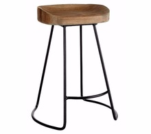 Wooden top metallic stool