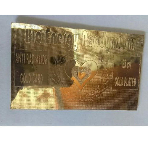 Rectangular Frosted Plastic Golden Bio Energy Card, for Medical, Feature : Disposable