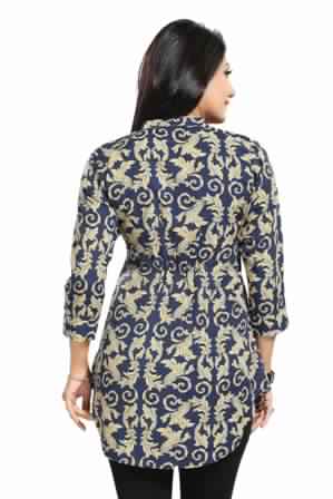 Ethnic Galore Blue Short Tunic Top For Women