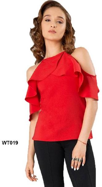WT Red S Size Heavy American Crepe Designer Western Tops Collection