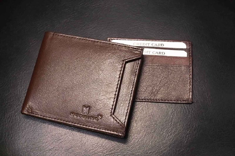 Leather Wallet Brown Detachable Card Holder