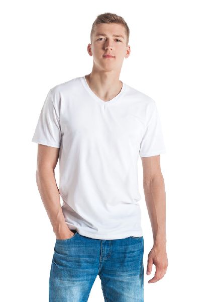 Plain Mens V-Neck Cotton T-Shirt, Occasion : Casual Wear