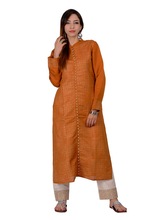 LINEN MODAL GOLD BLOCK PRINT KURTA