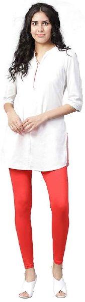 Jaipur Kurti Women Red Solid Cotton Lycra Leggings