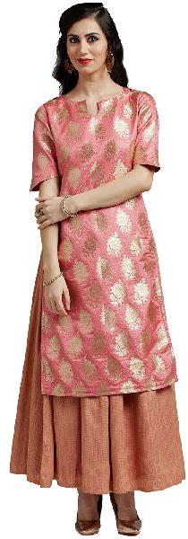 Jaipur Kurti Womens Pink Kurta with Jute Skirt