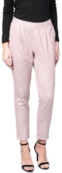 Kurti Women Pink Solid Cotton Handloom Pants