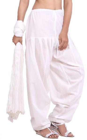 Pure Cotton Off White Patiala Salwar and Dupatta Set