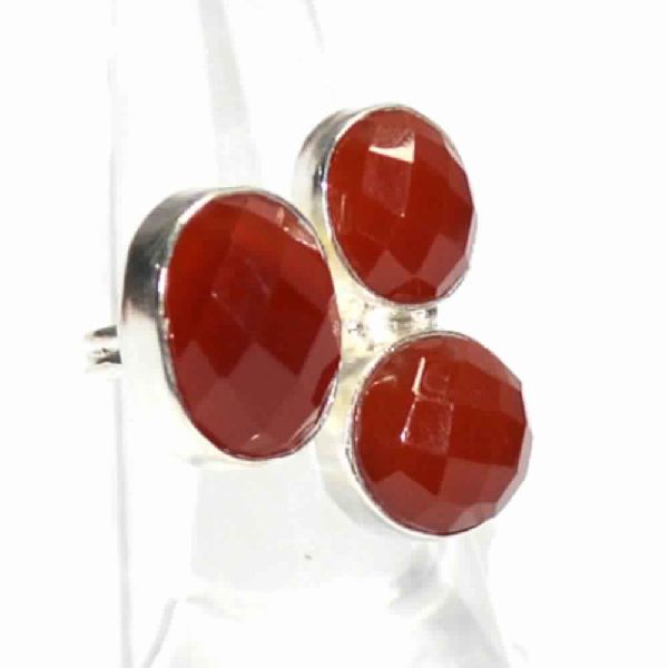 Carnelian Multi Shapes Silver Plated Bezel Gemstone Ring