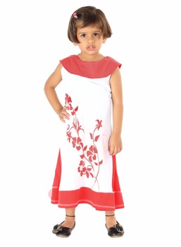 LIL ORCHIDS 100% Cotton Girls Printed Casual Dress, Feature : Breathable