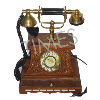 Antique Wooden carving Rotary Phone
