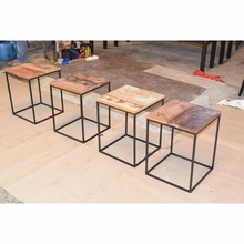 Indian Vintage Metal and wooden Stool, for Commercial Furniture