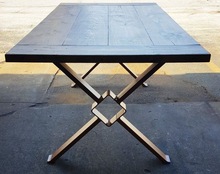 Industrial Vintage Dining Table With Cast Iron Leg