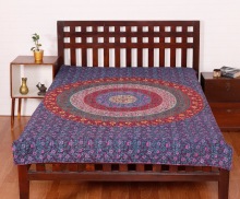 Printed Cotton Kantha Quilt, Technics : Hand Quilted