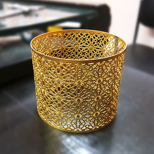 Round Metal Pen Stand, Color : Golden