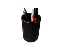 Real Hide Leather decorative pen holder, Size : 11.2 x 8 cms