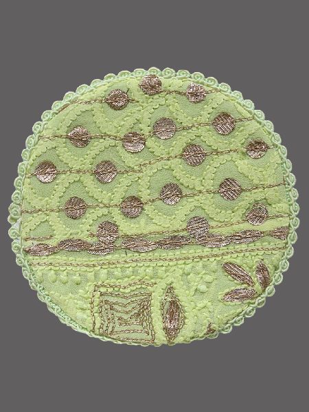 Embroidered Green Georgette Lucknow Chikankari Table Coaster