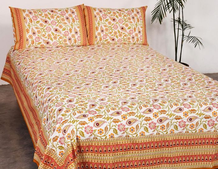 Ditsy floral print bedsheets, Color : Orange