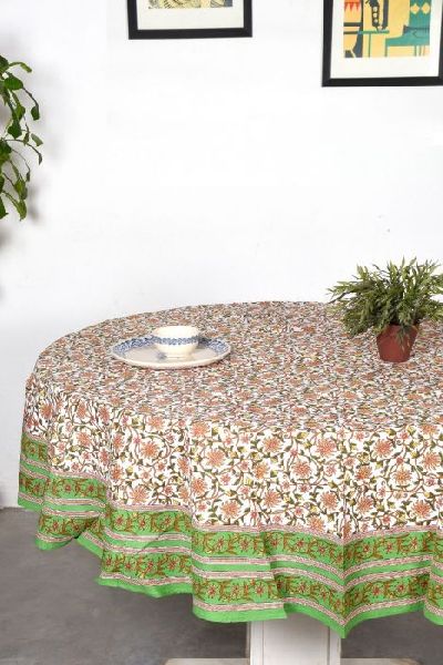 MUGHAL GREEN ROUND TABLE COVER 4 SEATER