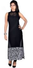 Black Georgette Fusion Long Kurti