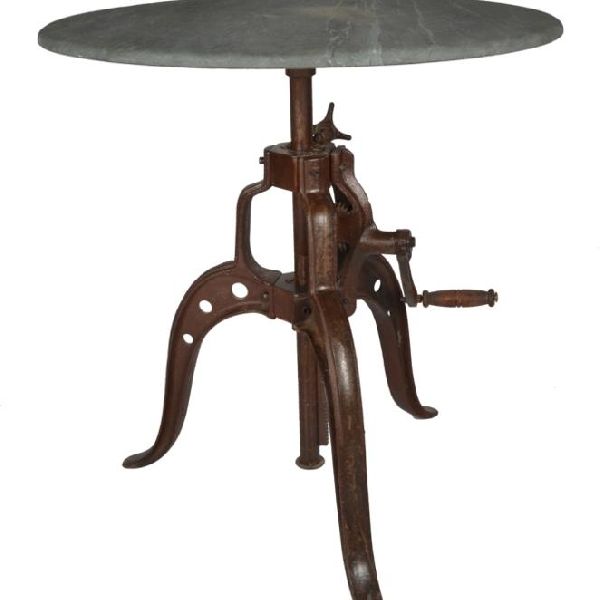 IRON CRANK TABLE WITH MARBLES TOP