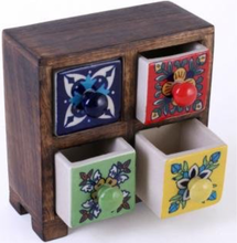 Wooden Chest Of Ceramic Drawers Spice Box Manufacturer In Uttar