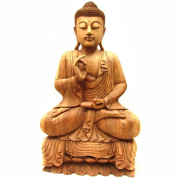 Hand Carved Wooden Buddha Statue, Style : Religious