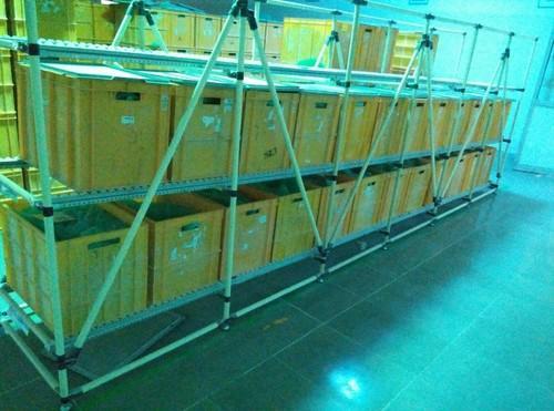 Polished Metal FIFO Storage Rack Trolley, for Industrial