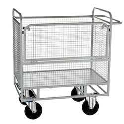 Metal Wire Mesh Trolleys, Color : Metallic