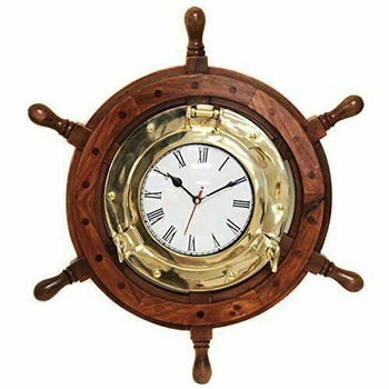 Nautical Brass Porthole Times Clock, Technique : Blown