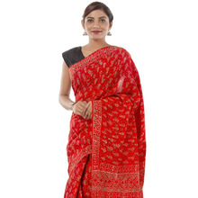 Abstract Cotton Saree, Color : Red