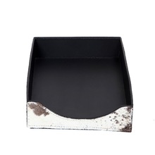 Easy shuffle opening leather letter document tray