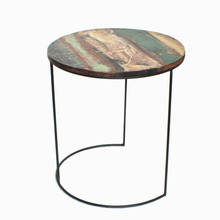iron Metal Stool With Wooden Top, round side table with wooden top