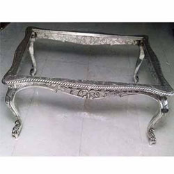 Silver or White Metal Inlaid Coffee Table