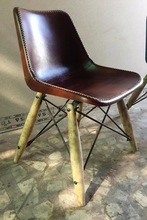 Leather Dining Chair, Color : Dark Brown Antique Seat