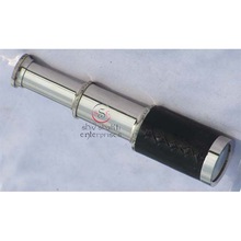 Nickel Black Leather Sheathed Telescope