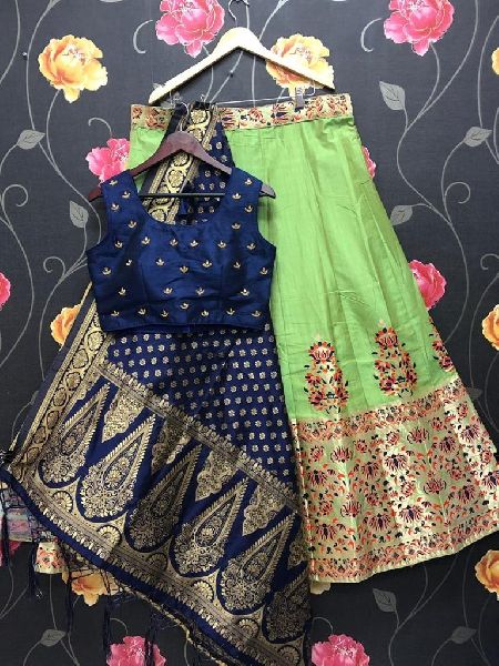 Banarasi Silk Lehenga, Feature : Dry Cleaning, Occasion : Festive Wear ...