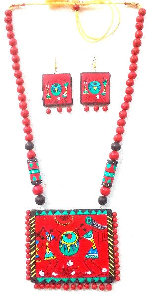 Bold Handmade Terracotta WARLI Painting design Necklace sets