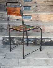 Reclaimed solid multicolour wood dining chair