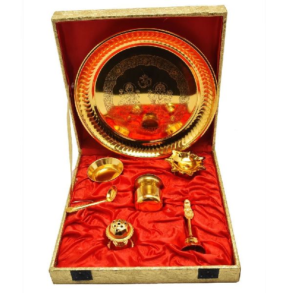 Golden Brass Pooja Set, For Puja at Rs 1599/set in Moradabad