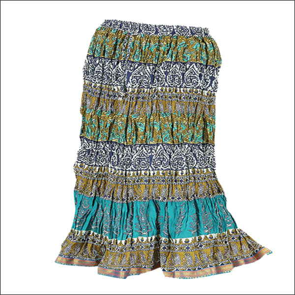 Block Print Sanganeri Long Skirt, Length : 27 Inches