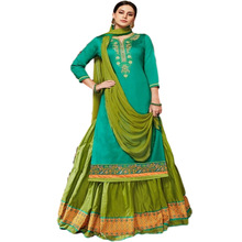 Green Red Cotton Lehenga Salwar Kameez Partywear