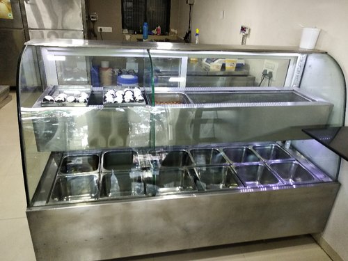 Pooja Cooling Stainless Steel Ice Cream Display Counter, Feature : Rust Proof