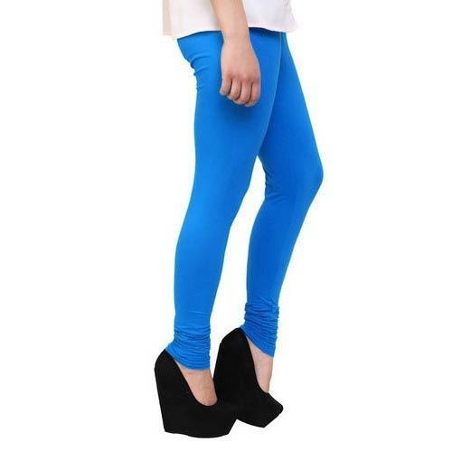 Churidar Blue Cotton Leggings, Pattern : Plain, Occasion : Casual Wear, Party Wear