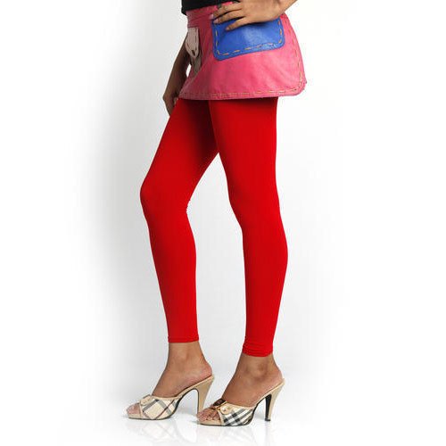 Churidar Plain Red Cotton Leggings, Occasion : Casual Wear