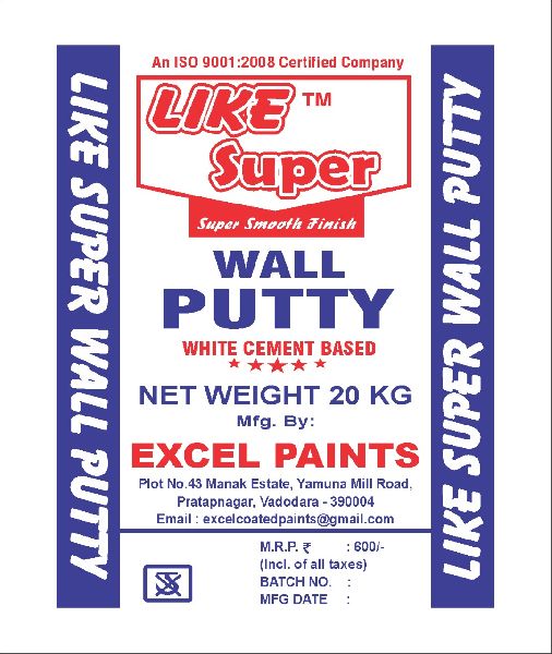 White Cement Based Wall Putty, Feature : Long Shelf Life, Super Smooth Finish
