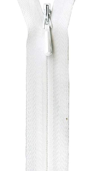 Close End Polyester White Invisible Zippers, for Bag, Cushions, Garments, Pattern : Plain