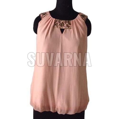 Georgette Sleeveless Top, Size : M, XL