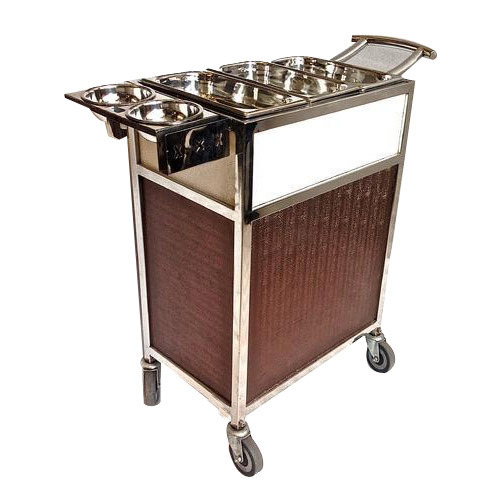 Stainless Steel Snacks Trolleys, for Party, Events, Bar, Cafe, Restaurants, Feature : Low maintenance