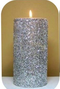 Silver Glitter Candle